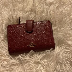 Coach Burgundy Embossed Leather Wallet